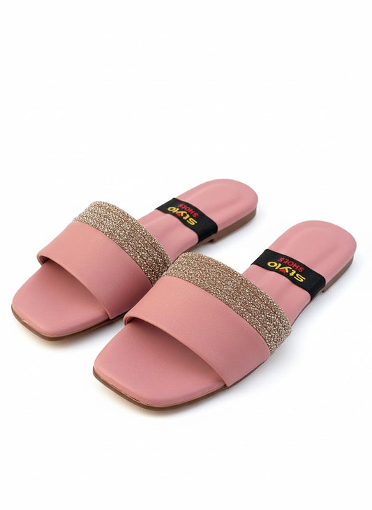 Peach Glow Glam Flats