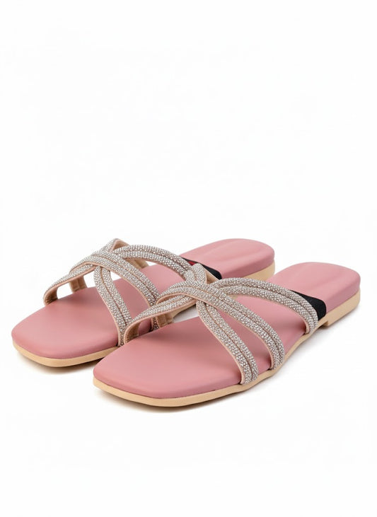 Crystal Blush Slides - Flats