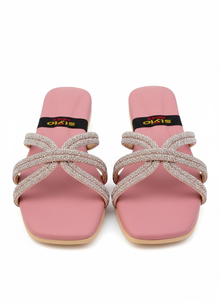 Crystal Blush Slides - Flats