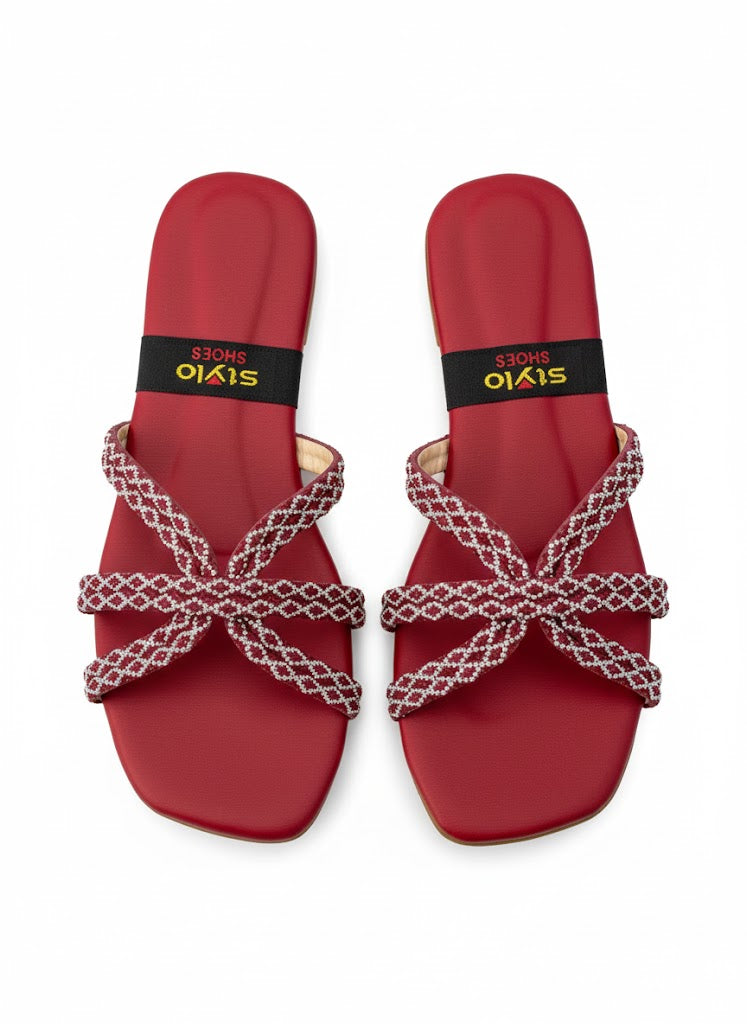 Royal Red Crystal Flats