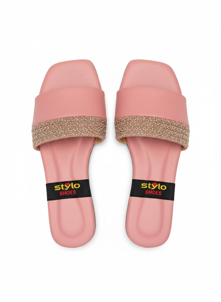 Peach Glow Glam Flats