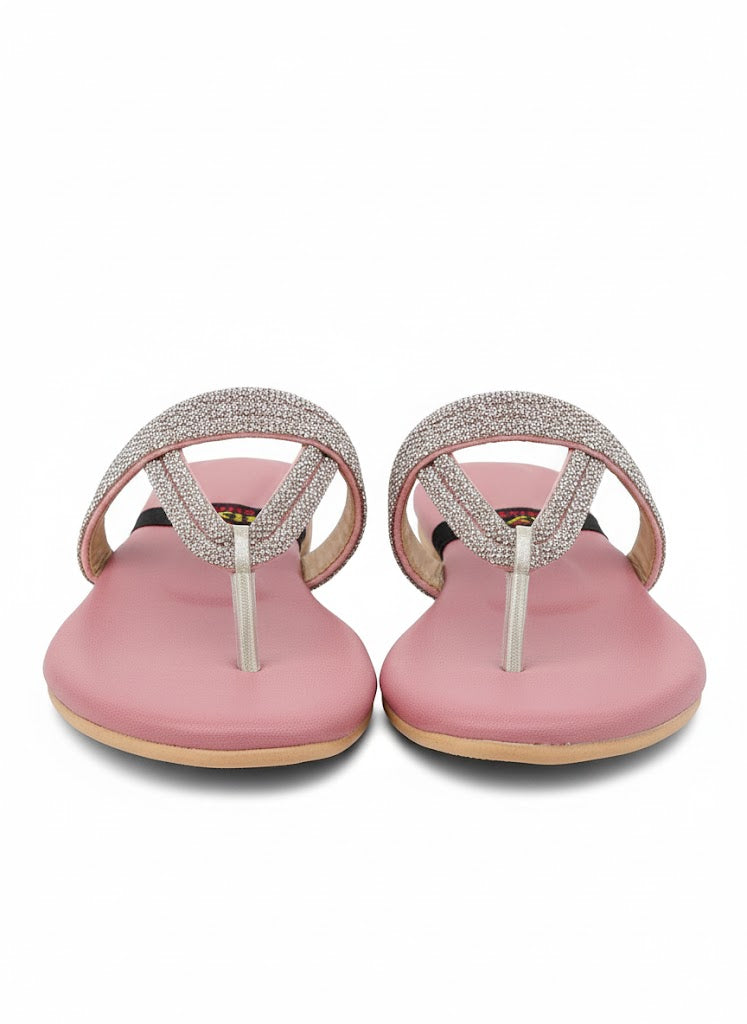 Blush Aura T-Strap Slides