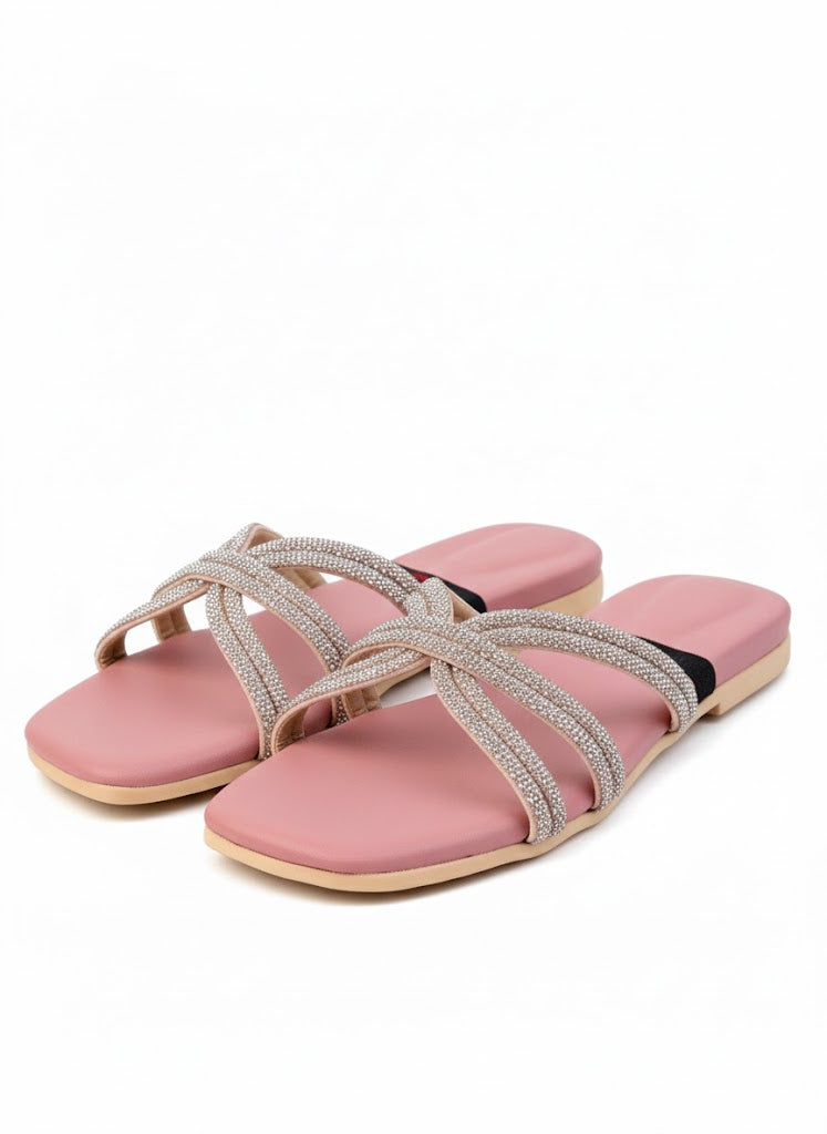 Crystal Blush Slides - Flats